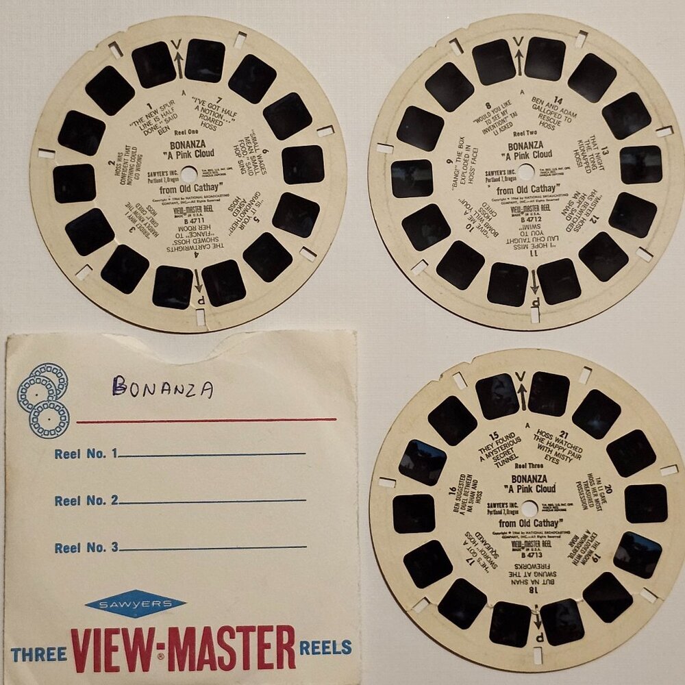 VINTAGE BONANZA View Master Reels 1964 Lot of 3 Reels WESTERN